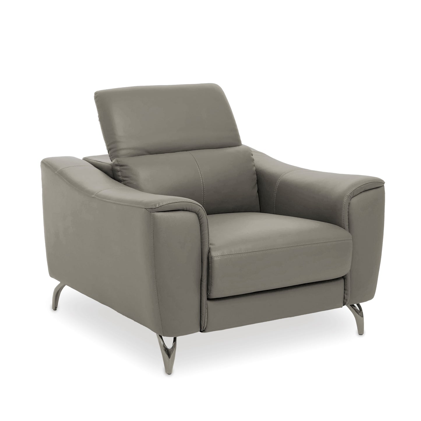 Pada Grey Finish Leather Armchair