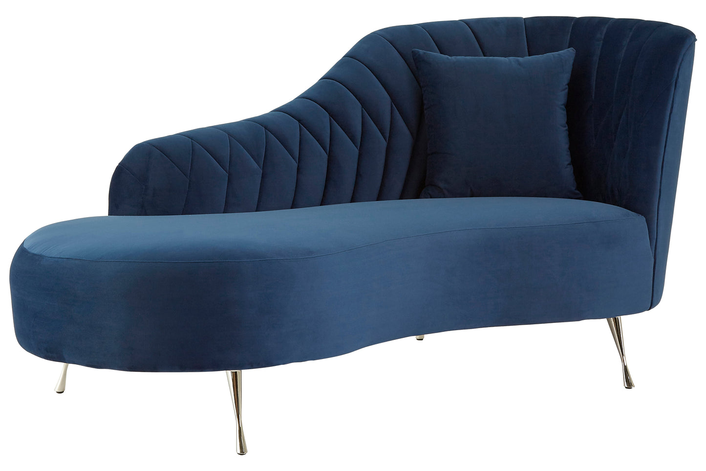 Rena Dark Blue Velvet Right Arm Chaise Longue