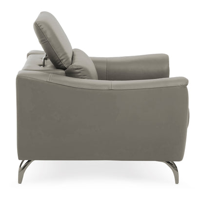 Pada Grey Finish Leather Armchair