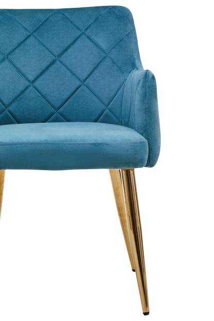 Tamzi Light Blue Velvet Angular Dining Chair