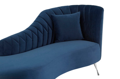 Rena Dark Blue Velvet Right Arm Chaise Longue