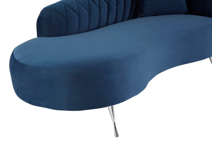 Rena Dark Blue Velvet Right Arm Chaise Longue