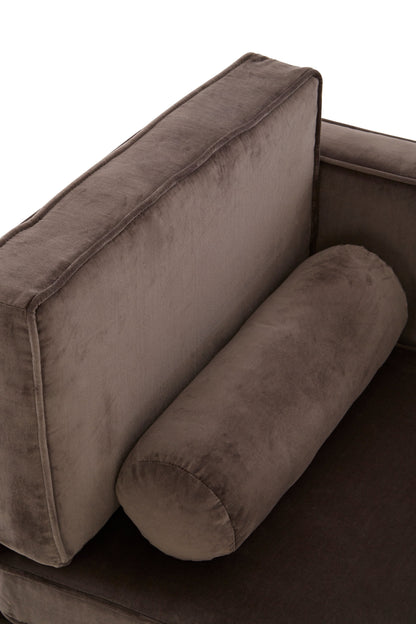 Lux Grey Velvet And Left Arm Chaise Longue