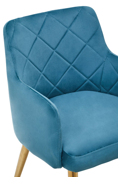 Tamzi Light Blue Velvet Angular Dining Chair