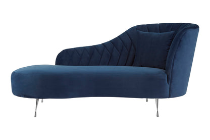 Rena Dark Blue Velvet Right Arm Chaise Longue