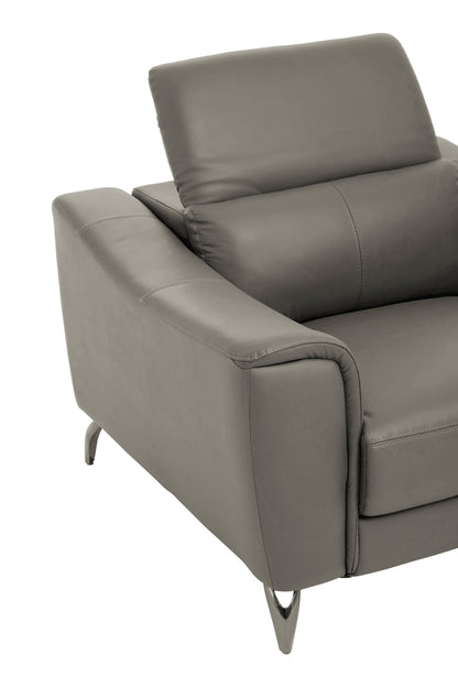 Pada Grey Finish Leather Armchair