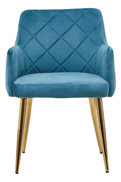 Tamzi Light Blue Velvet Angular Dining Chair