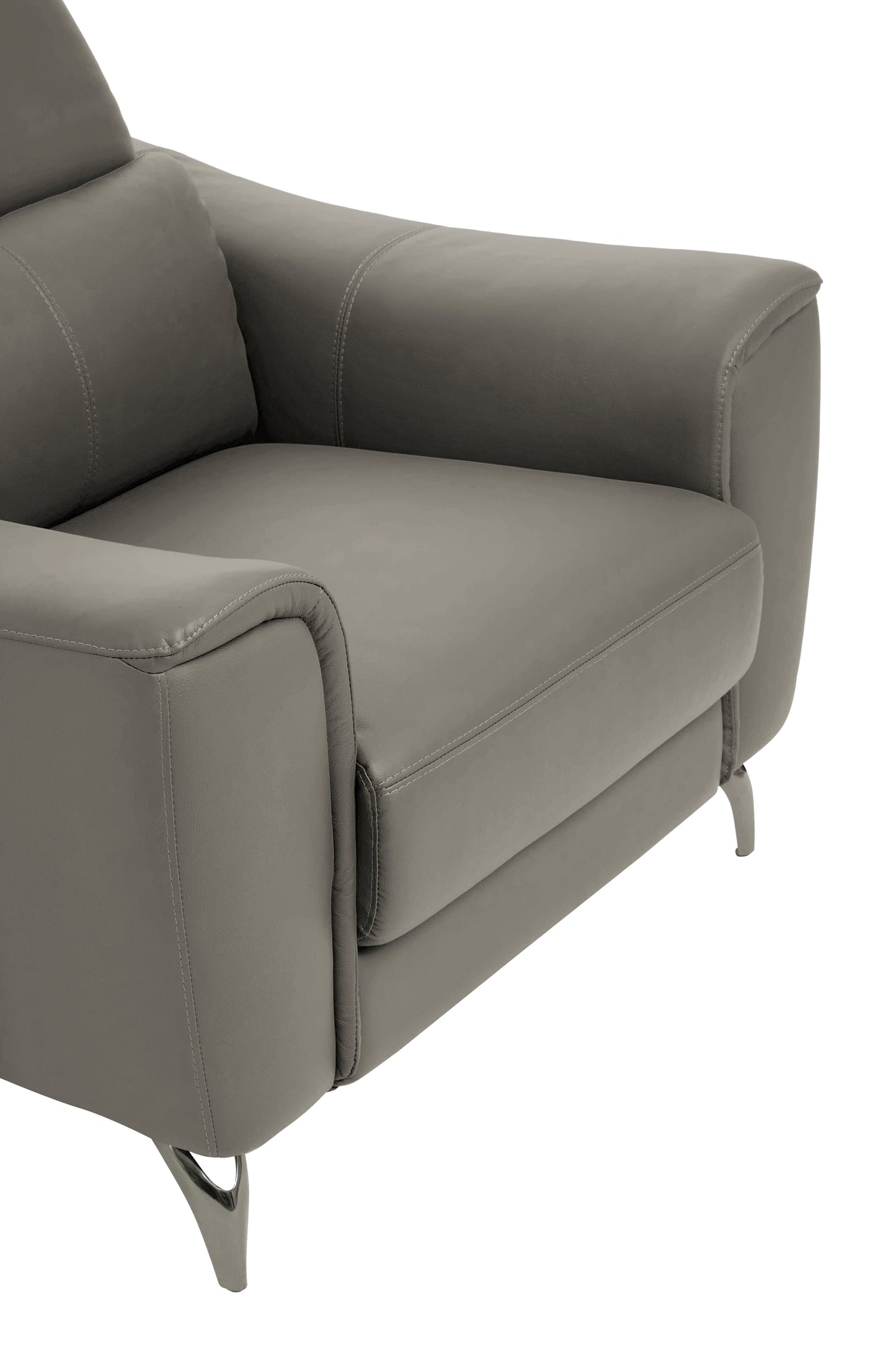 Pada Grey Finish Leather Armchair