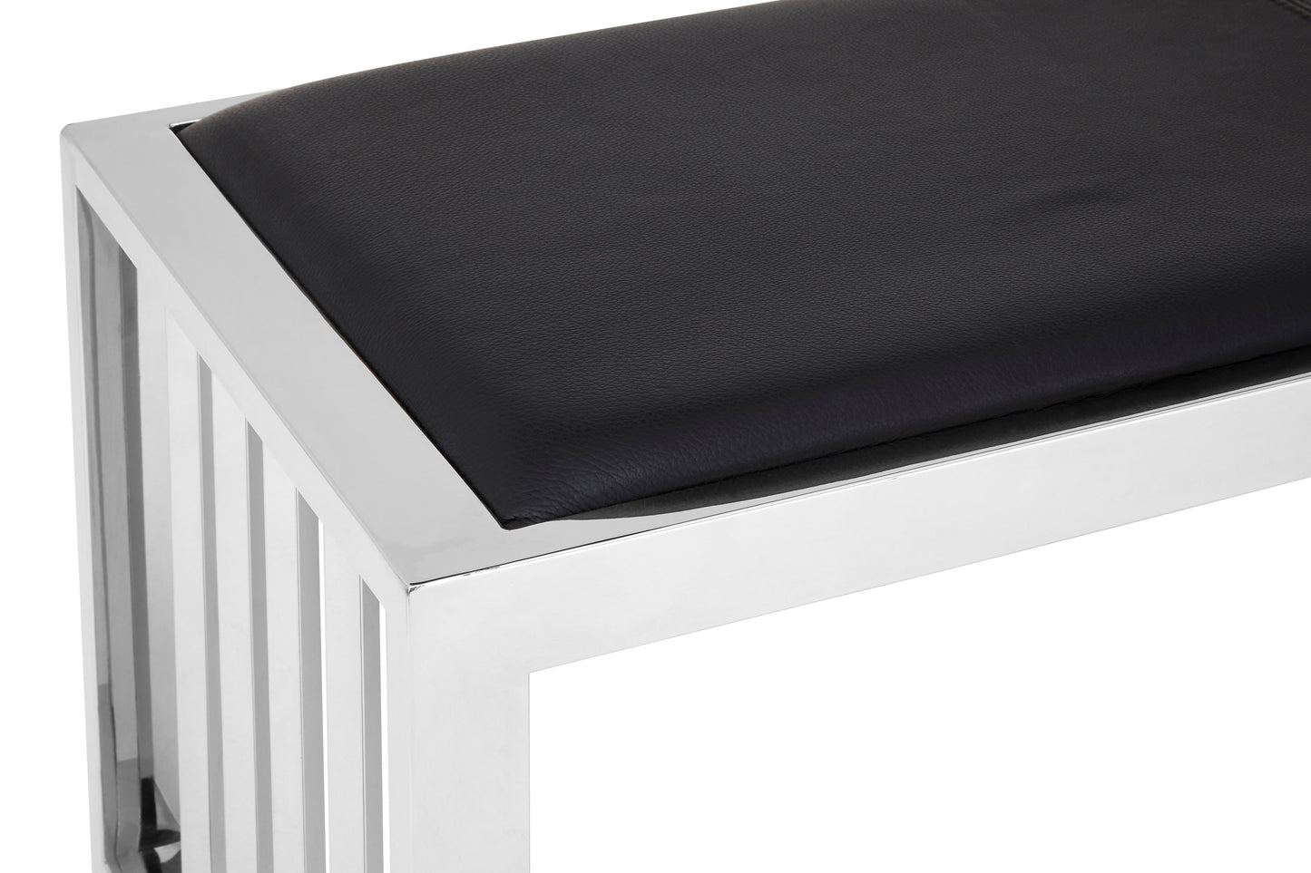 Nova Black Leather Bench