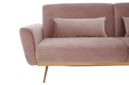 Hattom Pink Velvet Sofa Bed