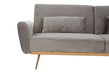 Hattom Grey Velvet Sofa Bed