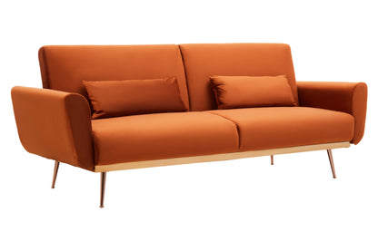 Hatten Burnt Orange Velvet Sofa Bed