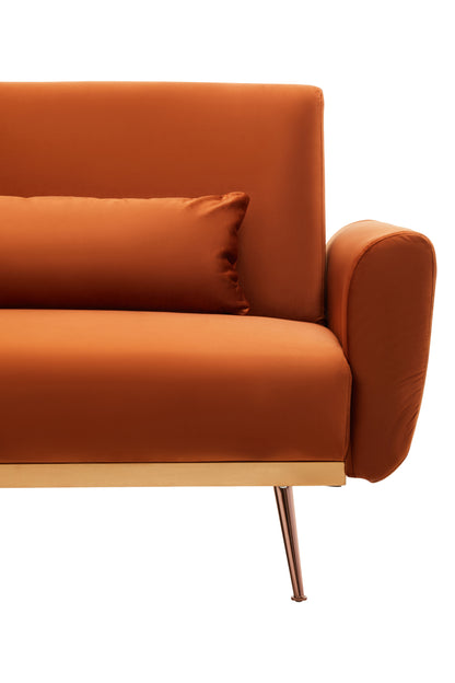 Hatten Burnt Orange Velvet Sofa Bed