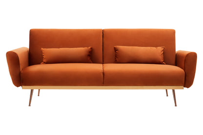 Hatten Burnt Orange Velvet Sofa Bed