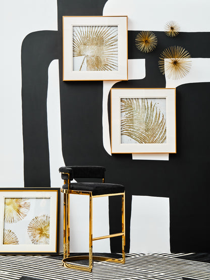 Pier Black Velvet And Gold Bar Stool