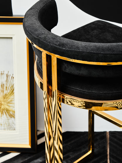 Pier Black Velvet And Gold Bar Stool