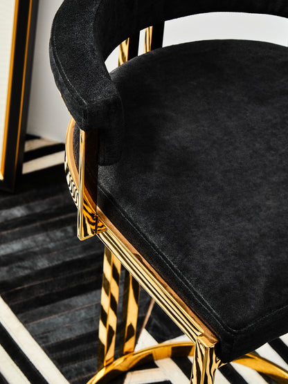 Pier Black Velvet And Gold Bar Stool