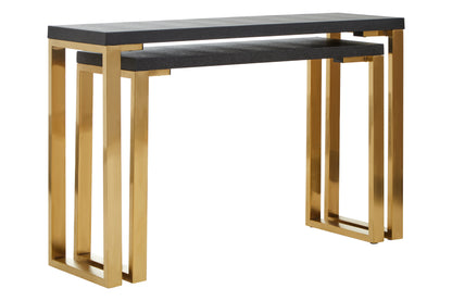 Doba Set Of 2 Black Shagreen Console Tables