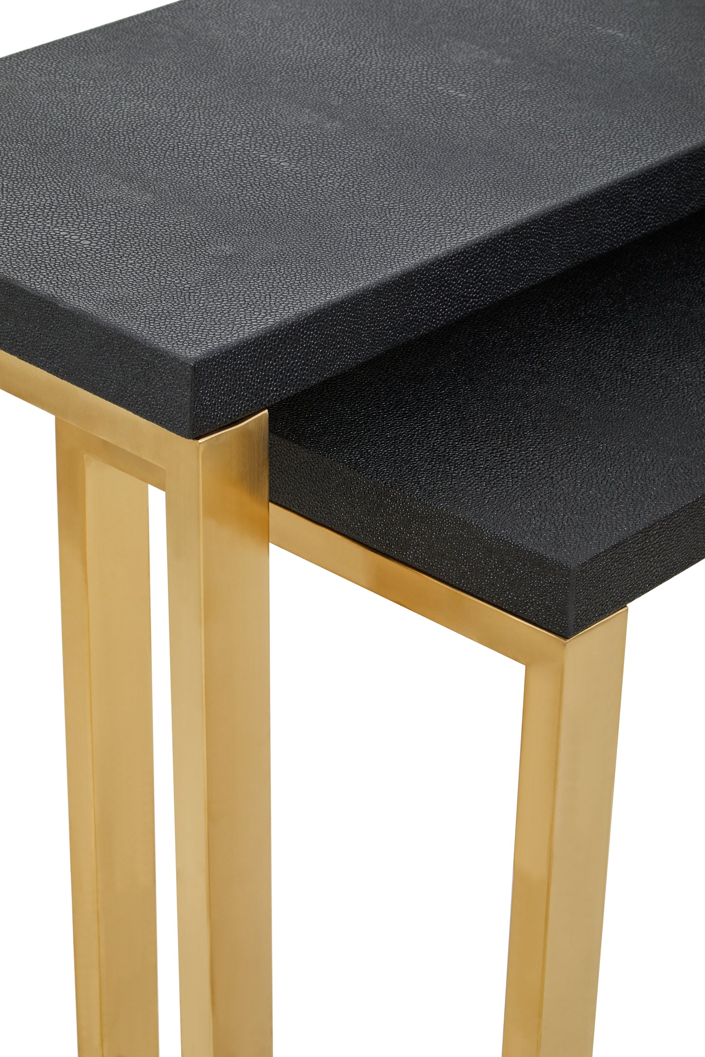 Doba Set Of 2 Black Shagreen Console Tables