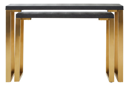 Doba Set Of 2 Black Shagreen Console Tables