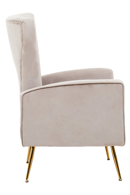 Samora Mink Velvet Accent Chair With Gold Finish Legs