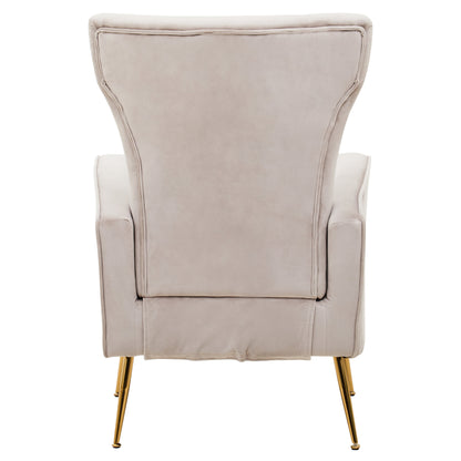 Samora Mink Velvet Accent Chair With Gold Finish Legs