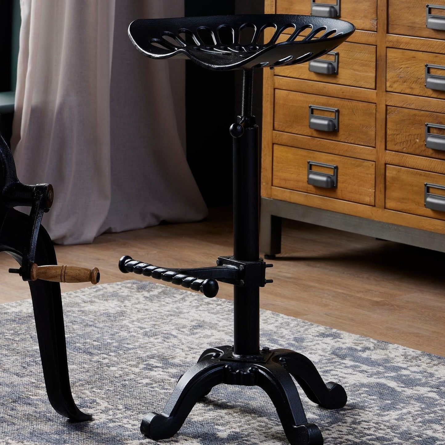 Black Bar Stool Adjustable Tractor Seat