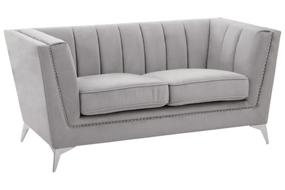 Hanser Two Seat Grey Velvet Sofa