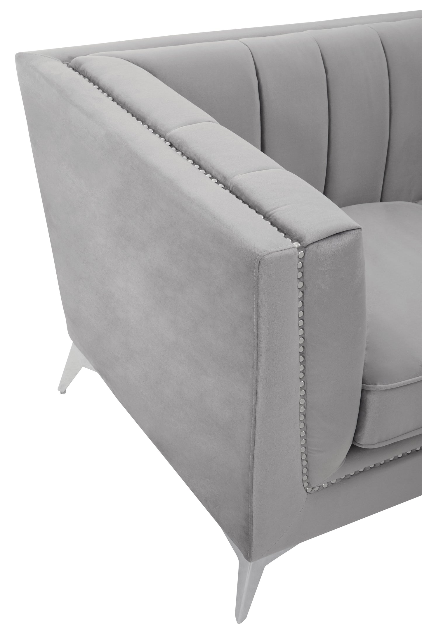 Hanser Two Seat Grey Velvet Sofa