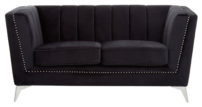 Hanser Two Seat Black Velvet Sofa