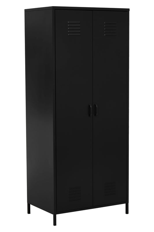 Acade Black Two Door Locker Style Wardrobe