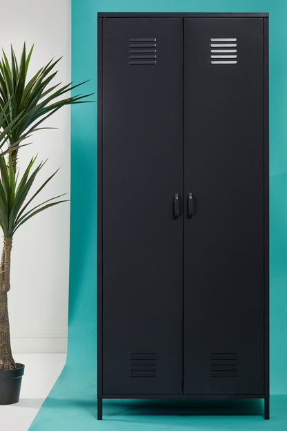 Acade Black Two Door Locker Style Wardrobe