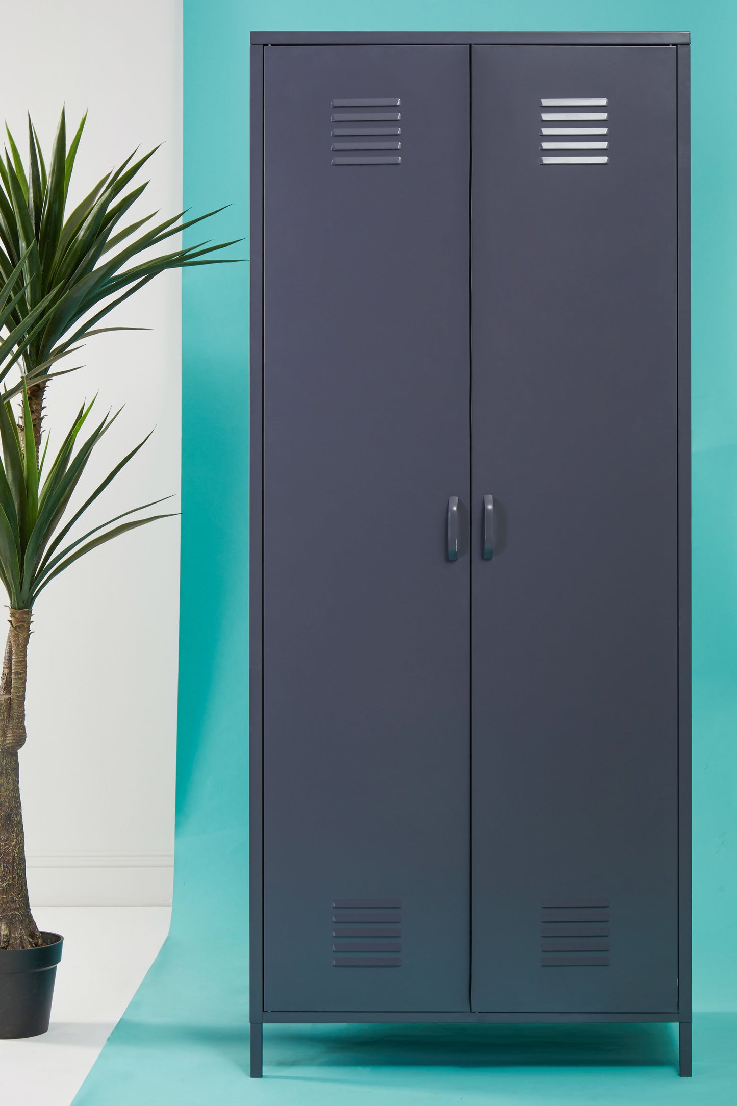 Acade Grey Two Door Locker Style Wardrobe