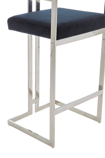 Azali Bar Stool With Silver Frame