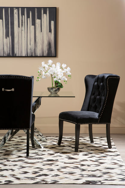 Kensi Townhouse Black Button Velvet Dining Chair