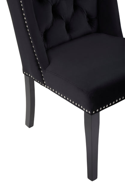 Kensi Townhouse Black Button Velvet Dining Chair