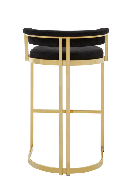 Pier Black Velvet And Gold Bar Stool