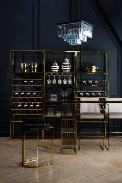 Pier Black Velvet And Gold Bar Stool