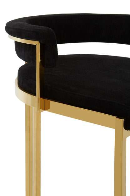 Pier Black Velvet And Gold Bar Stool