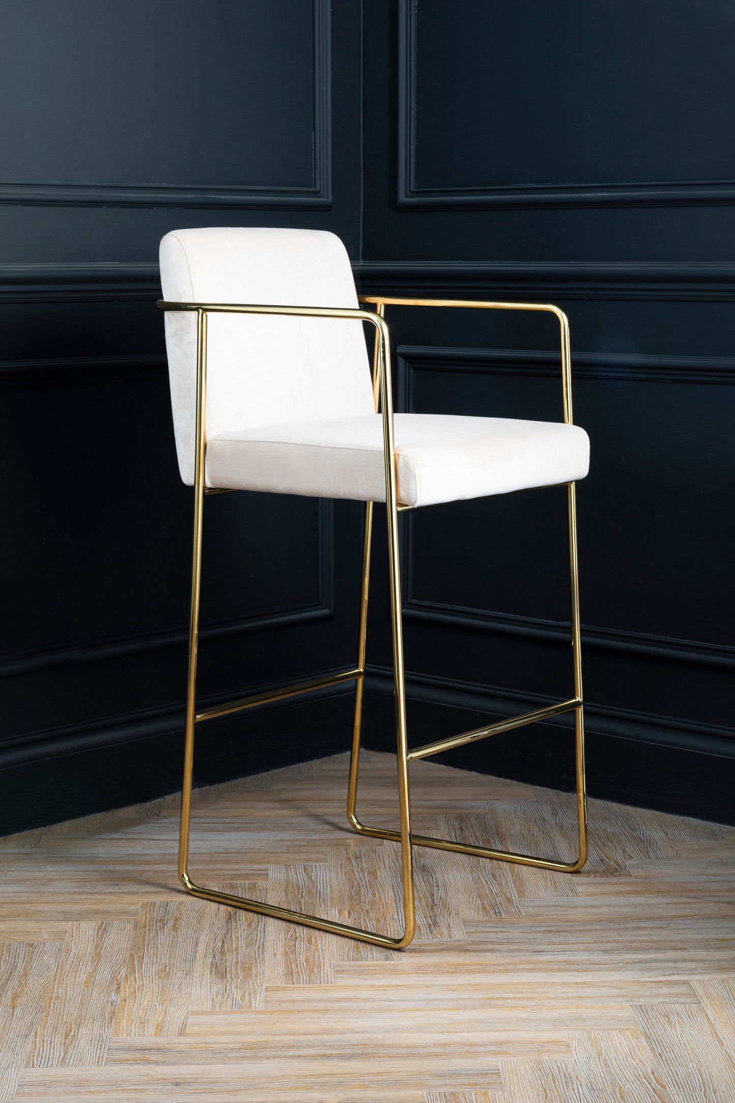 Pier Mink Velvet And Gold Bar Stool