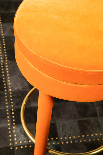 Manha Orange Velvet Bar Stool