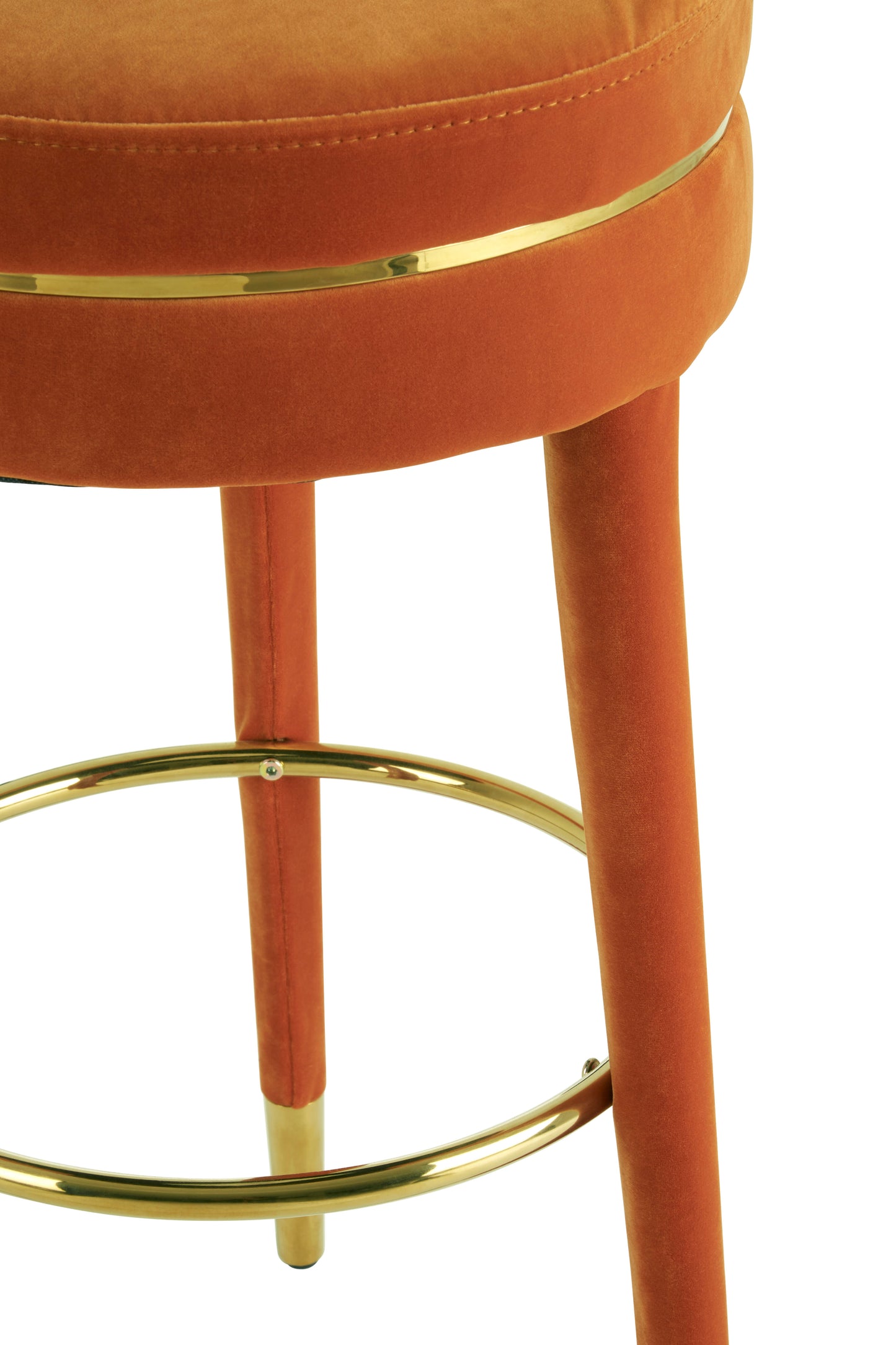 Manha Orange Velvet Bar Stool