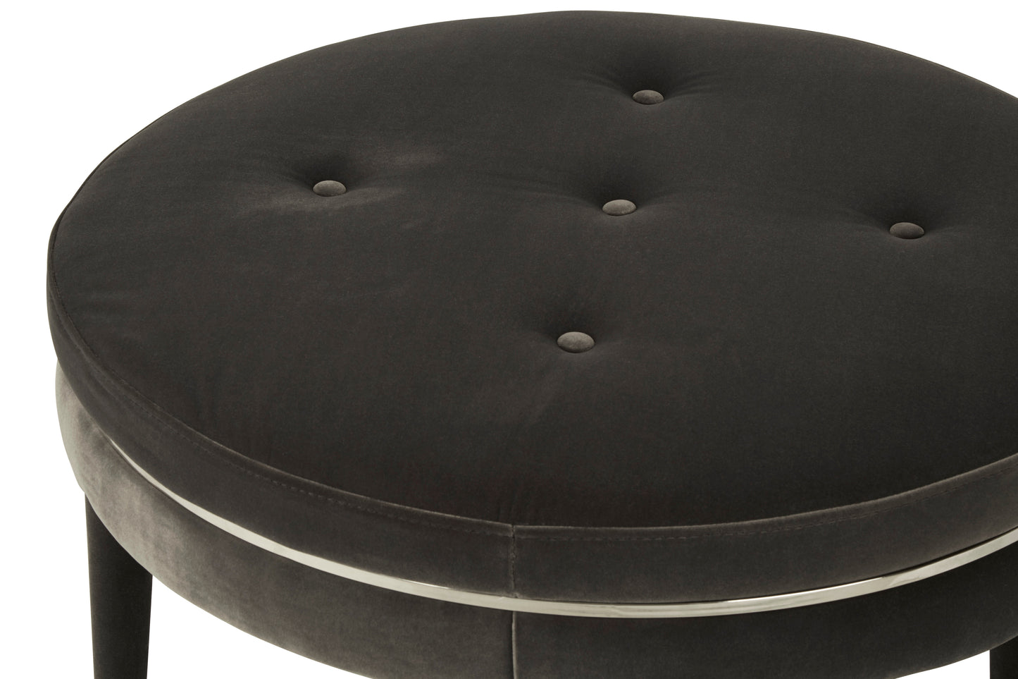 Manha S Black Velvet Footstool