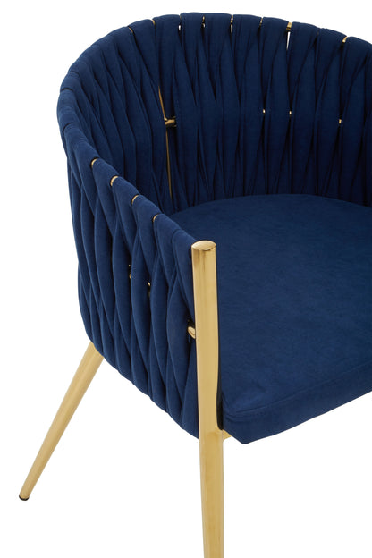 Gild Blue Dining Chair With Woven Back