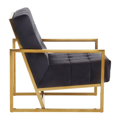 Lana Black Velvet Chair With Gold Frame