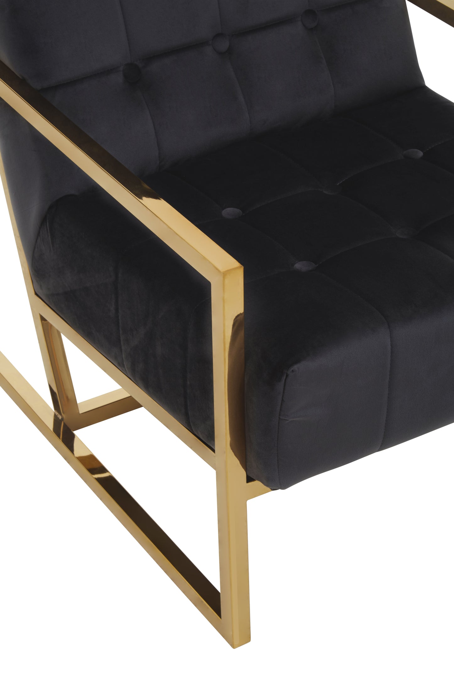 Lana Black Velvet Chair With Gold Frame