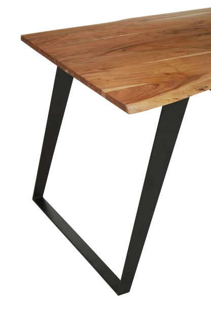 Sura Acacia Wood And Looped Iron Base Dining Table