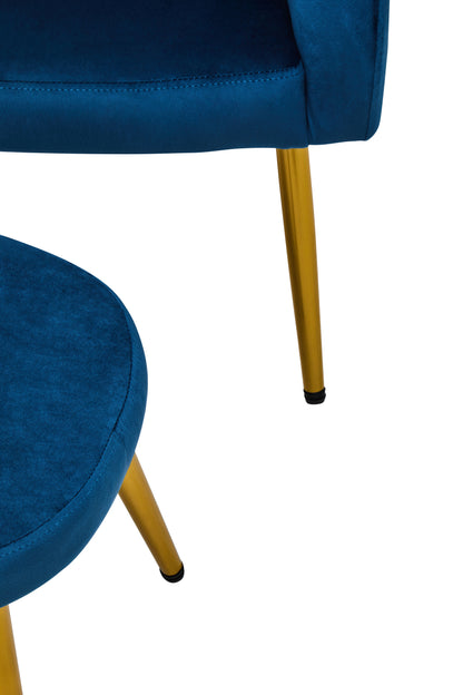 Jasmeen Midnight Blue Chair And Footstool