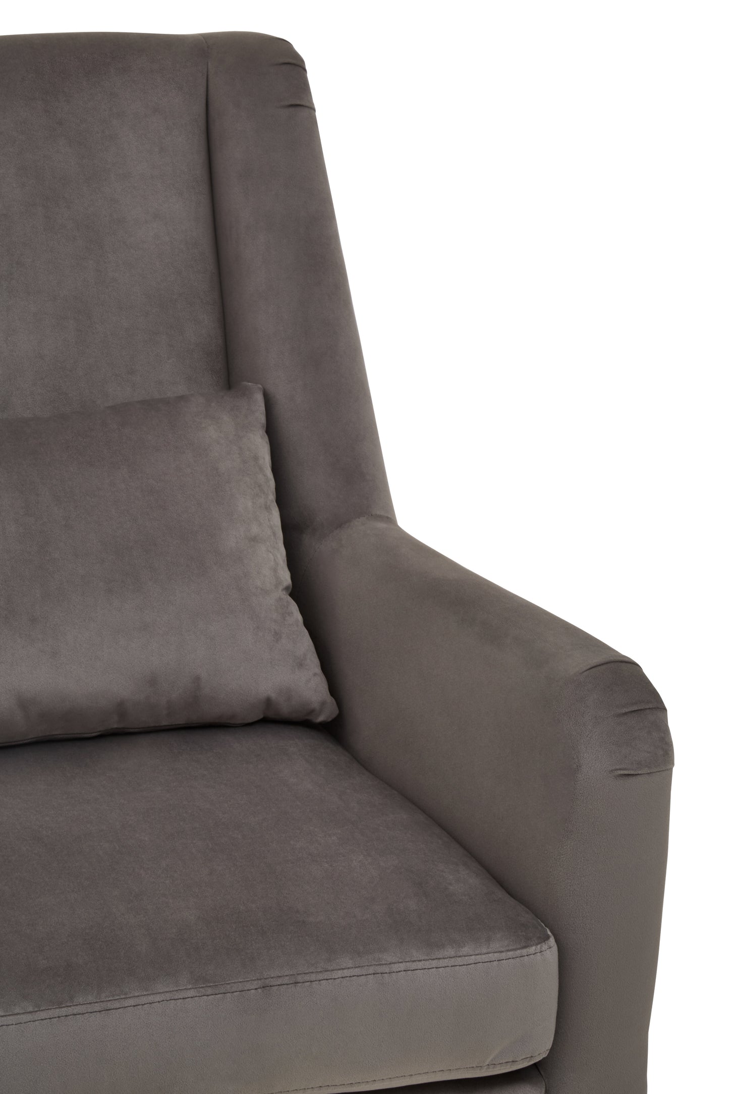 Doucat Grey Velvet Chair With Gold Finish Legs