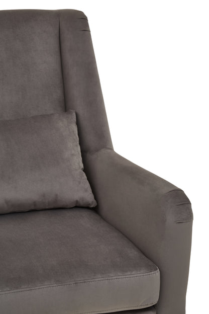 Doucat Grey Velvet Chair With Gold Finish Legs